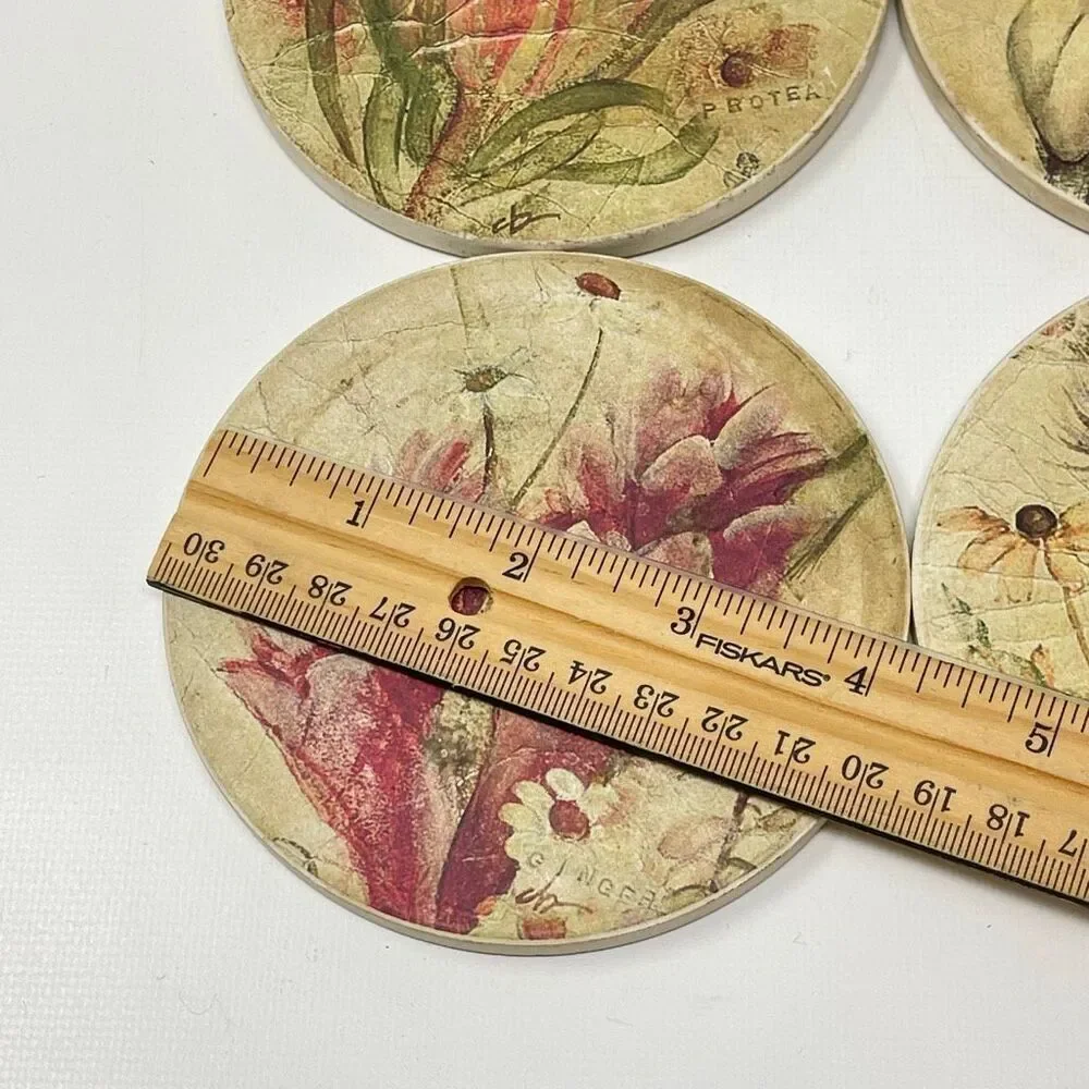 Coasterstone Coaster Stone Set of 4 Assorted Floral Flower Designs